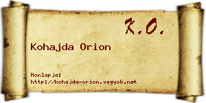 Kohajda Orion névjegykártya
